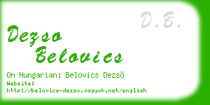 dezso belovics business card